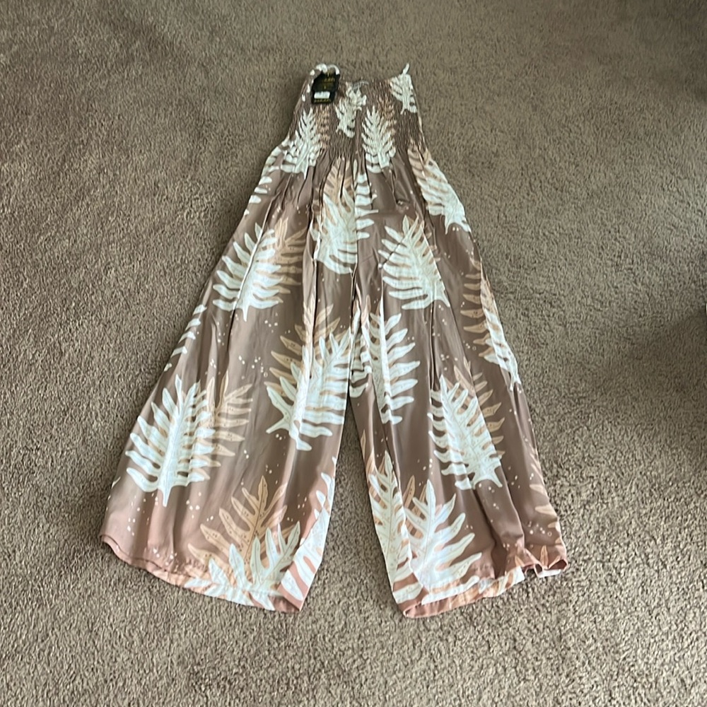 Strapless Kahulalea tan jumpsuit in SML NWT